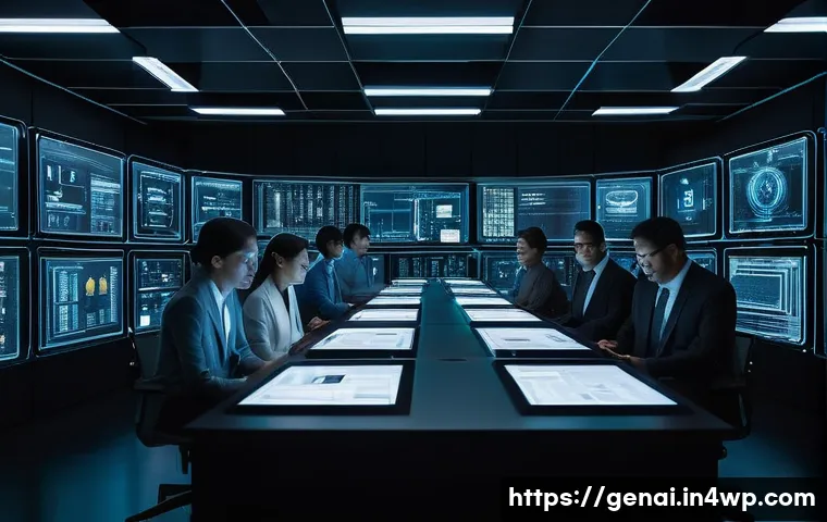 AI의 투명한 알고리즘 개발 - The Enigmatic AI Black Box**
A dimly lit, futuristic control room. In the center stands a massiv...